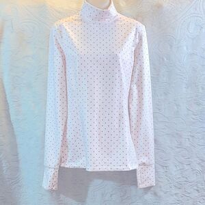 Obermeyer Polka Dot Turtleneck Women's Top - White and Red  Super Stretch Sz, M